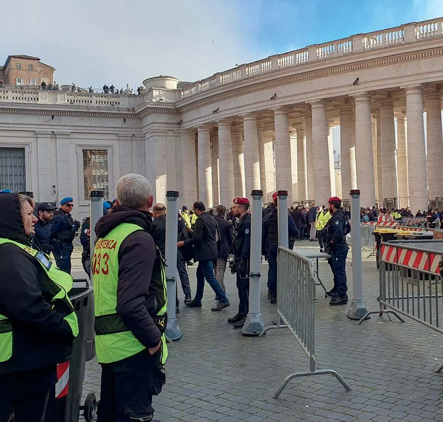 OPENGATE screening beside St Peter’s colonnade during the Jubilee, Rome