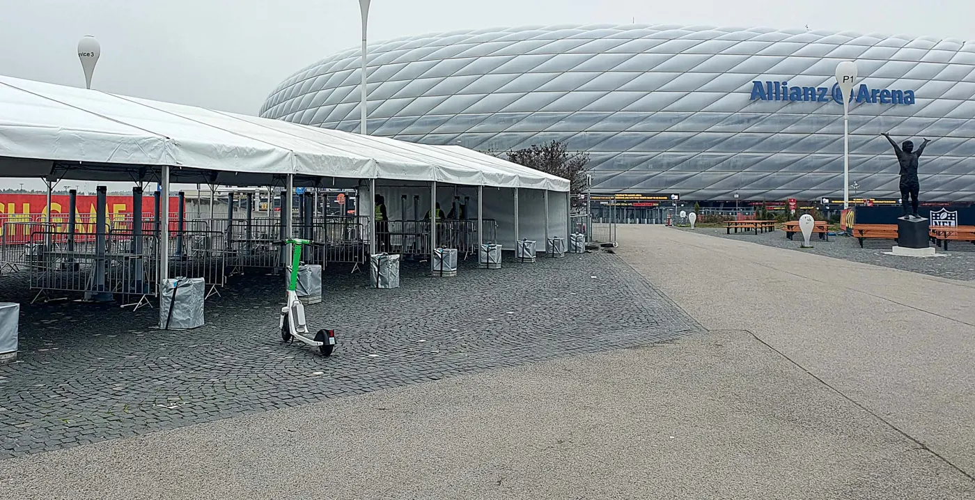 Covered OPENGATE lanes outside the Allianz Arena, Munich